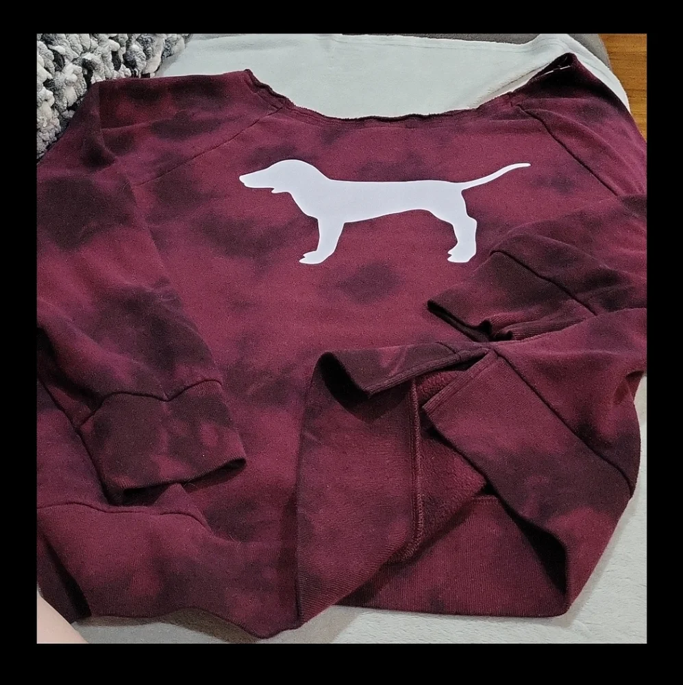 Victoria's Secret PINK Maroon Tie-Dye Sweatshirt